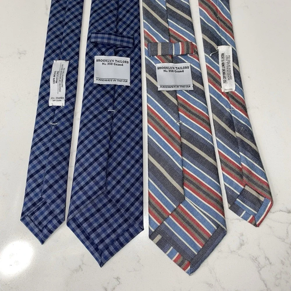 Brooklyn Tailors Handmade Wool Neck Ties Striped Woven in Italy Skinny Business